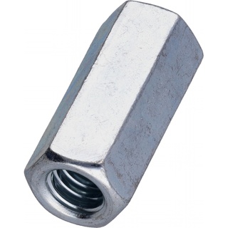 Nut, Coupling, 1/4-20, Steel Zinc